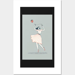 Dancing French Woman in a Dress Strawberry Posters and Art